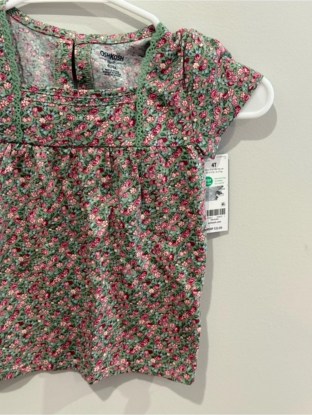 New OshKosh B'gosh Pink Floral Toddler Tee - 4T 233